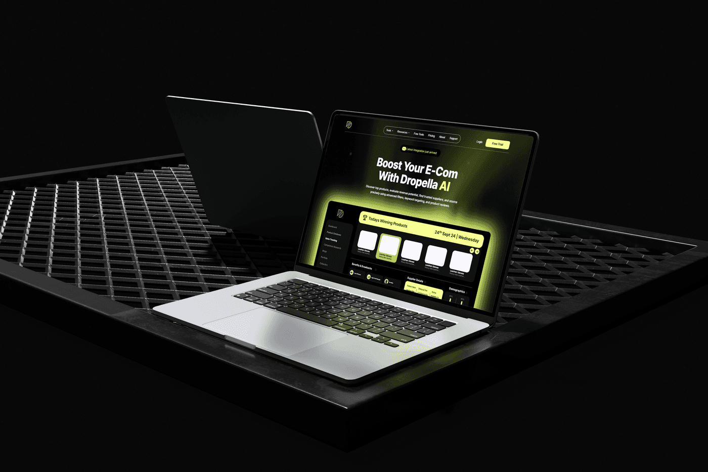 Dropella e-commerce intelligence dashboard showing real-time trending products and competitor data, built with SvelteKit