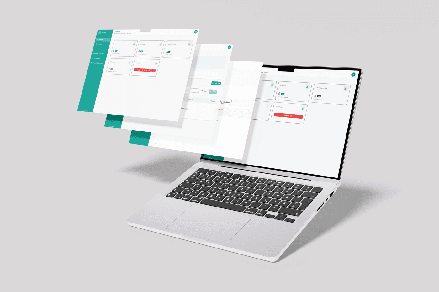 Visent multi-tenant visitor-management kiosk showing a facial-recognition check-in and badge print, built with React, Electron and AWS Rekognition